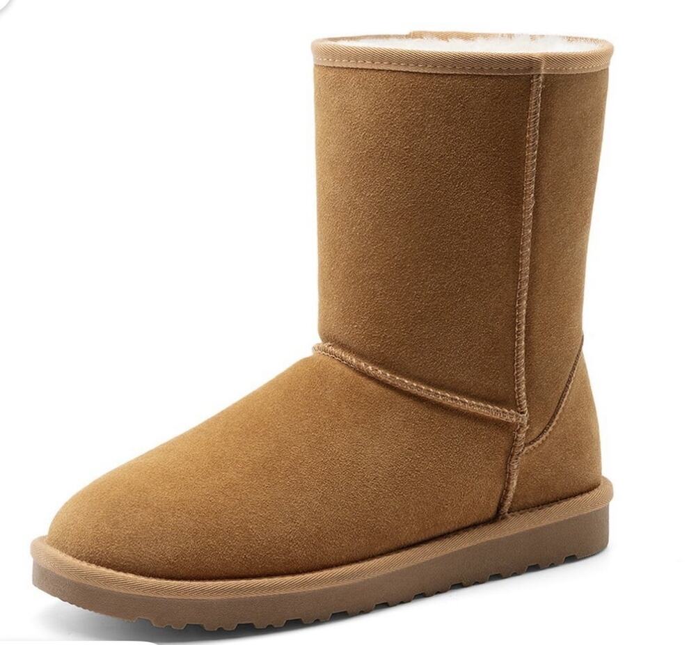 Bruno Marc Men’s Winter Shorty Suede Boots Faux Fur Lining Chestnut Size 8.5